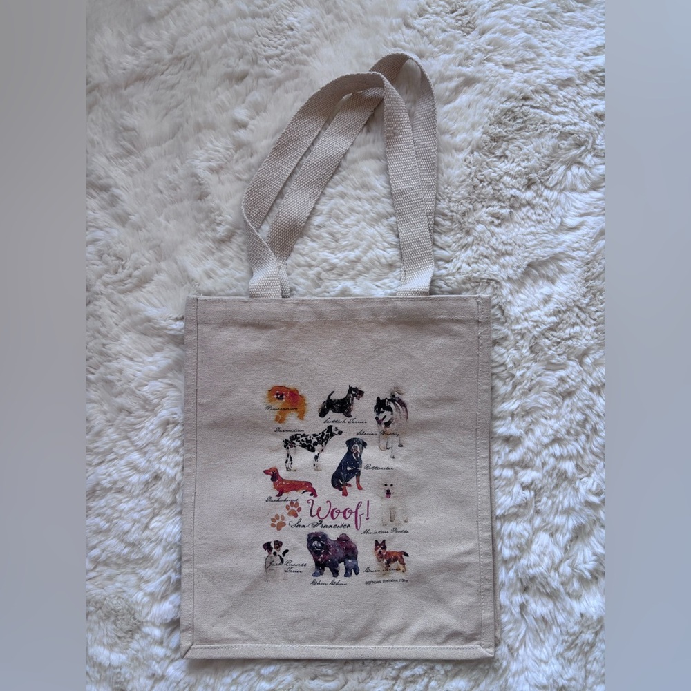 SFNotes Canvas Tote Bag with Dog Print San Francisco